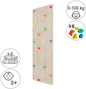 Małpiszon Ścianka wspinaczkowa do pokoju dzieci 225x75 cm drewno sklejka czarne uchwyty 3