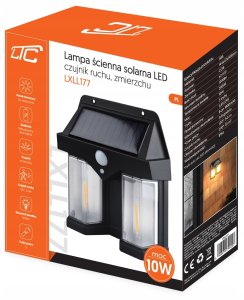Kinkiet LTC Lampa ścienna solarna LED COB 10W 1200lm,czujnik ruchu,zmierzchu,akumul.1800mAh IP54 (ABS) 6