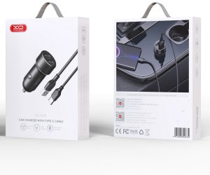 Ładowarka XO Samochodowa CC53 12W 2x USB czarna + kabel USB - USB-C 3