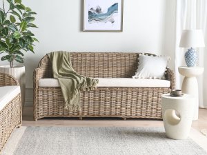 Beliani Sofa ogrodowa dla 3 osób SUSUA Rattan Naturalny (586067 Bel) 2