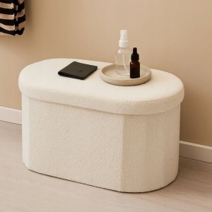 Home Styling Collection Podłużna pufa ze schowkiem boucle BINI, 71 x 39,5 x 39 cm 3
