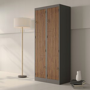 Jan Nowak Szafa metalowa ubraniowa JULIA 800 x 1850 x 450 mm Eco Design* antracytowa/ orzech 4