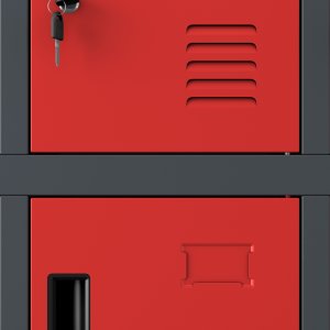 Jan Nowak Metalowa szafa socjalna BHP skrytkowa ROBERT 1360 x 1720 x 450 mm, antracytowo-czerwona 4