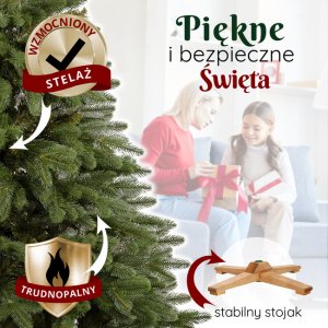 Springos Choinka sztuczna 210 cm sosna zielona PE Royal Trees premium drzewko świąteczne jak żywe UNIWERSALNY 4