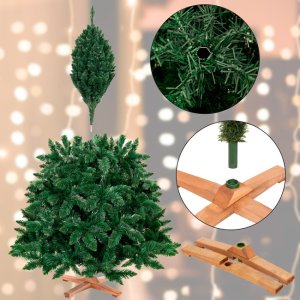 Springos Choinka sztuczna 180 cm sosna leśna jak żywa Royal Trees premium z drewnianym stojakiem UNIWERSALNY 18