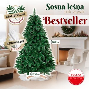 Springos Choinka sztuczna 180 cm sosna leśna jak żywa Royal Trees premium z drewnianym stojakiem UNIWERSALNY 3