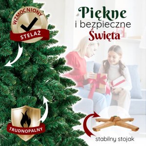 Springos Choinka sztuczna 180 cm sosna leśna jak żywa Royal Trees premium z drewnianym stojakiem UNIWERSALNY 4