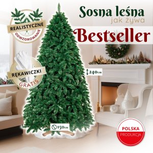 Springos Choinka sztuczna 240 cm sosna leśna jak żywa Royal Trees premium z drewnianym stojakiem UNIWERSALNY 4