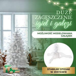 Springos Choinka sztuczna 150 cm jodła biała nowoczesna jak żywa, ze stojakiem UNIWERSALNY 6