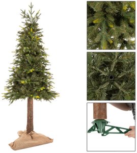 Springos Choinka sztuczna na pniu 220 cm ze stojakiem nowoczesny UNIWERSALNY 28