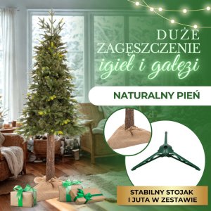 Springos Choinka sztuczna na pniu 220 cm ze stojakiem nowoczesny UNIWERSALNY 6