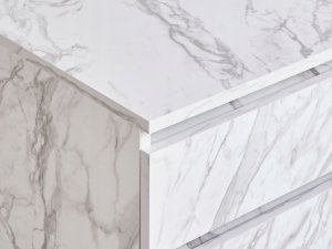 Beliani Teresina Z kółkami 80 cm Biały marmur 2
