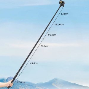 Monopod Puluz TELESKOPOWY MONOPOD ALUMINIOWY 133CM Z GWINTEM 1/4" DO KAMER INSTA360 / DJI / GOPRO 7