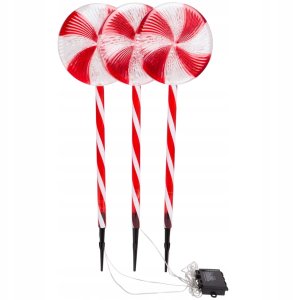 DKD Home Decor Dekoracja Ogrodowa LED cukrowe lizaki zestaw 3 szt. Ciepłe Światło 2