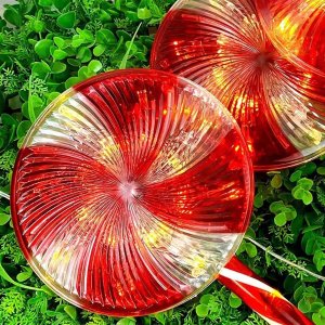 DKD Home Decor Dekoracja Ogrodowa LED cukrowe lizaki zestaw 3 szt. Ciepłe Światło 4