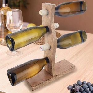vidaXL Stojak na Wino Drewniany Mango na 4 Butelki Składany Prezent Orion 2