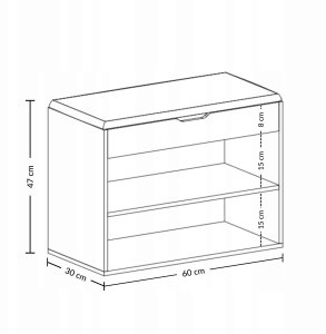Ikonka Szafka na buty z siedziskiem LEVA, 60 x 30 x 47 cm 3