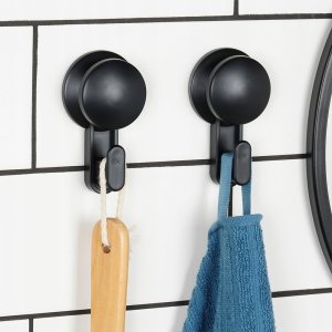 Bathroom Solutions Haczyk Wieszak VILDE na Przyssawkę 2 szt. Czarny 5,5 cm Łazienka 4