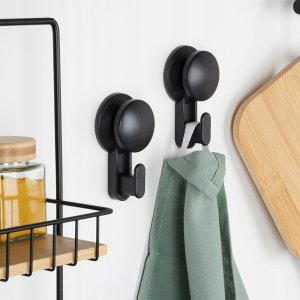 Bathroom Solutions Haczyk Wieszak VILDE na Przyssawkę 2 szt. Czarny 5,5 cm Łazienka 5
