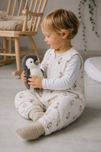 PULP BAMBOO Śpiworek muślinowy całoroczny do spania ze skarpetkami - 1,5 TOG do 2.5 lat - Pingwinki 2