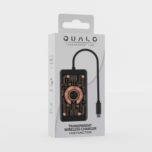 HUB USB Baseus QUALO Transparent Hub USB-C HDMI z funkcją ładowarki bezprzewodowej QTPB5-HUB-18 czarny (GSM184928) 12