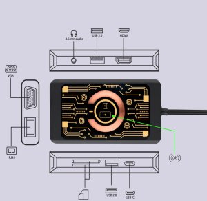 HUB USB Baseus QUALO Transparent Hub USB-C HDMI z funkcją ładowarki bezprzewodowej QTPB5-HUB-18 czarny (GSM184928) 5