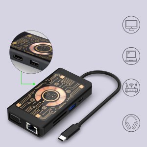 HUB USB Baseus QUALO Transparent Hub USB-C HDMI z funkcją ładowarki bezprzewodowej QTPB5-HUB-18 czarny (GSM184928) 6