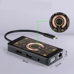 HUB USB Baseus QUALO Transparent Hub USB-C HDMI z funkcją ładowarki bezprzewodowej QTPB5-HUB-18 czarny (GSM184928) 8