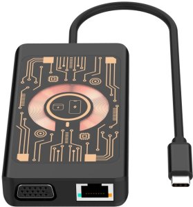 HUB USB Baseus QUALO Transparent Hub USB-C HDMI z funkcją ładowarki bezprzewodowej QTPB5-HUB-18 czarny (GSM184928) 9