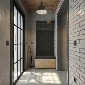 Goodhome Wieszak + Szafka LIOR Czerń / Dąb Artisan 3