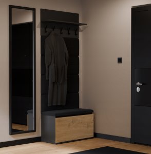 Goodhome Wieszak + Szafka LIOR Czerń / Dąb Artisan 4