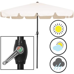 Springos Parasol ogrodowy 240 cm duży składany z korbką na balkon, taras ecru Uniwersalny 15
