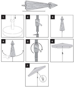 Springos Parasol ogrodowy 240 cm duży składany z korbką na balkon, taras ecru Uniwersalny 17