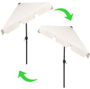 Springos Parasol ogrodowy 240 cm duży składany z korbką na balkon, taras ecru Uniwersalny 18