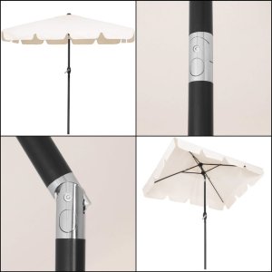 Springos Parasol ogrodowy 240 cm duży składany z korbką na balkon, taras ecru Uniwersalny 20