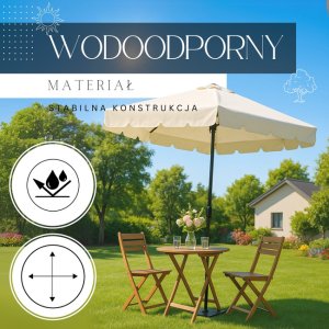 Springos Parasol ogrodowy 240 cm duży składany z korbką na balkon, taras ecru Uniwersalny 2