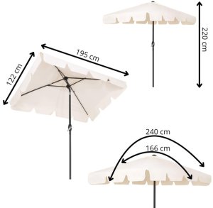 Springos Parasol ogrodowy 240 cm duży składany z korbką na balkon, taras ecru Uniwersalny 25