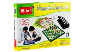 LeanToys Zestaw Gier Rodzinnych 18w1 Szachy Magnetyczna Szachownica 2