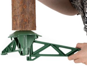 Springos Choinka na pniu 140 cm sosna diamentowa ośnieżona premium ze stojakiem i jutą UNIWERSALNY 24