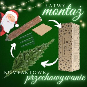 Springos Choinka na pniu 140 cm sosna diamentowa ośnieżona premium ze stojakiem i jutą UNIWERSALNY 6