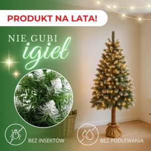 Springos Choinka na pniu 220 cm sosna diamentowa ośnieżona premium ze stojakiem i jutą UNIWERSALNY 3