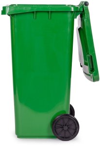 Kosz na śmieci Multistore Zestaw 4 koszy na śmieci pojemniki 4x120L niebieski zielony żółty czarny makulatura szkło plastik odpady zmieszane gumowe koła EDUKAMP 6