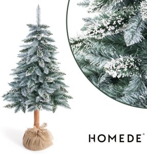 Homede Choinka sztuczna sosna Pearl 120 cm perłowa zieleń drewniany pień 2