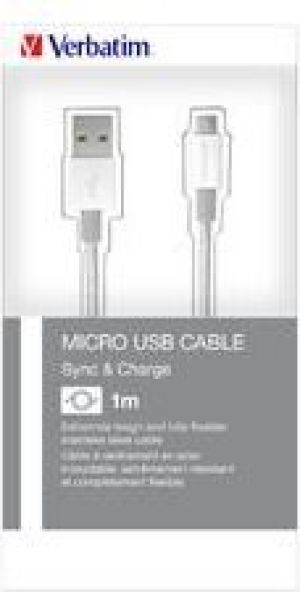 Kabel USB Verbatim USB-A - microUSB 1 m Srebrny (48862) 5