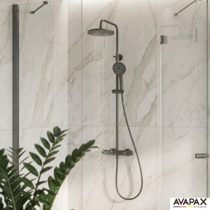 Zestaw prysznicowy Avapax AVAPAX ADTH6214T1 THERMO Deszczownica z baterią prysznicową termostatyczną dwufunkcyjną, gun metal 13