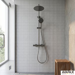Zestaw prysznicowy Avapax AVAPAX ADTH6214T1 THERMO Deszczownica z baterią prysznicową termostatyczną dwufunkcyjną, gun metal 14