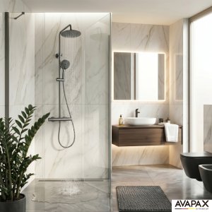 Zestaw prysznicowy Avapax AVAPAX ADTH6214T1 THERMO Deszczownica z baterią prysznicową termostatyczną dwufunkcyjną, gun metal 2