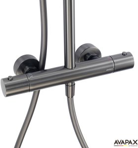 Zestaw prysznicowy Avapax AVAPAX ADTH6214T1 THERMO Deszczownica z baterią prysznicową termostatyczną dwufunkcyjną, gun metal 5