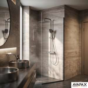 Zestaw prysznicowy Avapax AVAPAX ADTH6214T2 THERMO Deszczownica z baterią prysznicową termostatyczną dwufunkcyjną, gun metal 2