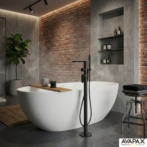 Bateria wannowa Avapax AVAPAX ABLU221321 LUNEPO Bateria wannowa wolnostojąca z zestawem natryskowym, czarny 5